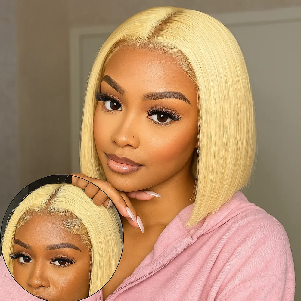 613 Honey Blonde Bone Straight Bob Human Hair Wig 13x4 HD Lace Front 180 Density Brizilian Human Hair Wig Pre Plucked For Women
613 Honey Blonde Bone Straight Bob Human Hair Wig 13x4 HD Lace Front 180 Density Brizilian Human Hair Wig Pre Plucked For Women