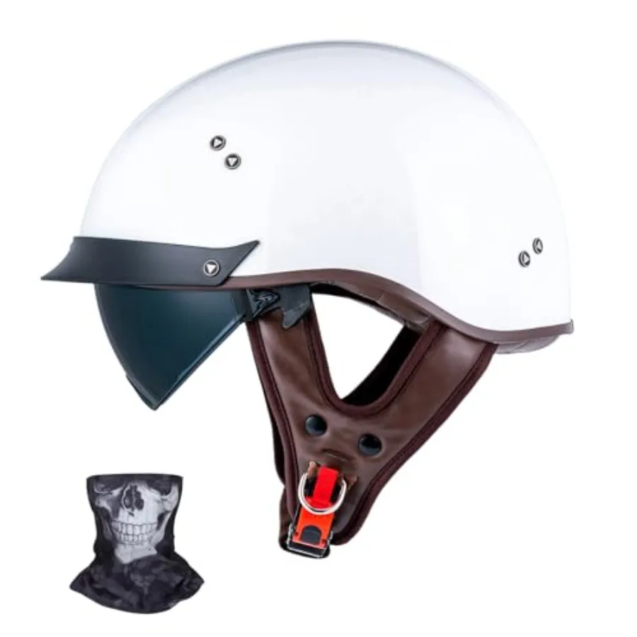 Retro motorcycle helmets for men and women gloss white ABS plastic open-face design with sun visor and quick-release buckle DOT
Retro motorcycle helmets for men and women gloss white ABS plastic open-face design with sun visor and quick-release buckle DOT