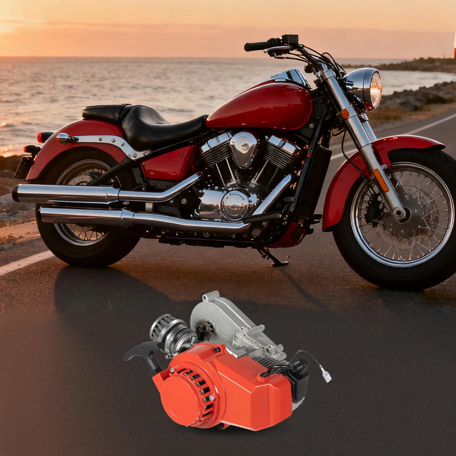 49cc Motor Engine, 2-Stroke Off-Road ATV Engine 1.9kw 7000rpm, Air Cooled with CVT Gearbox, for Mini Bike, Go Kart, Dirt Bike
49cc Motor Engine, 2-Stroke Off-Road ATV Engine 1.9kw 7000rpm, Air Cooled with CVT Gearbox, for Mini Bike, Go Kart, Dirt Bike