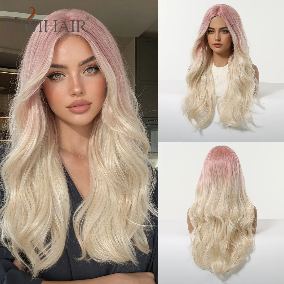 Long Wavy Ombre Pink Blonde Wig with Bangs Pastel Pink to Platinum Blonde Synthetic Heat Resistant Fiber Natural for Women Daily
Long Wavy Ombre Pink Blonde Wig with Bangs Pastel Pink to Platinum Blonde Synthetic Heat Resistant Fiber Natural for Women Daily