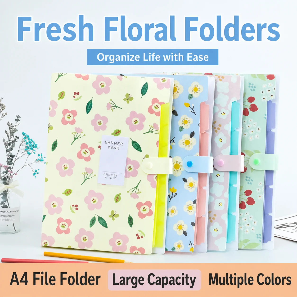 A4 Expanding File Folder Floral Printed 5Layer Portable Document Organizer A4 File Storage Bag School Office Stationery Supplies
A4 Expanding File Folder Floral Printed 5Layer Portable Document Organizer A4 File Storage Bag School Office Stationery Supplies
