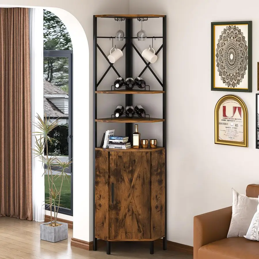 Барный шкаф со стеклянным держателем, дверца сарая, 6-уровневый промышленный винный шкаф для хранения спиртных напитков и вина, угловой шкаф для спиртных напитков
Барный шкаф со стеклянным держателем, дверца сарая, 6-уровневый промышленный винный шкаф для хранения спиртных напитков и вина, угловой шкаф для спиртных напитков