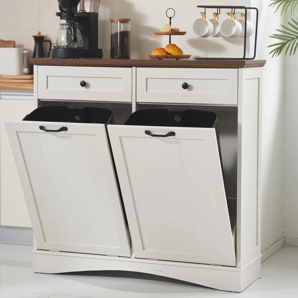 Double Tilt Out Trash Cabinet Freestanding Kitchen Trash Can Cabinet, 2x13 Gallons Hidden Garbage Recycling Cabinet with Hideaw
Double Tilt Out Trash Cabinet Freestanding Kitchen Trash Can Cabinet, 2x13 Gallons Hidden Garbage Recycling Cabinet with Hideaw