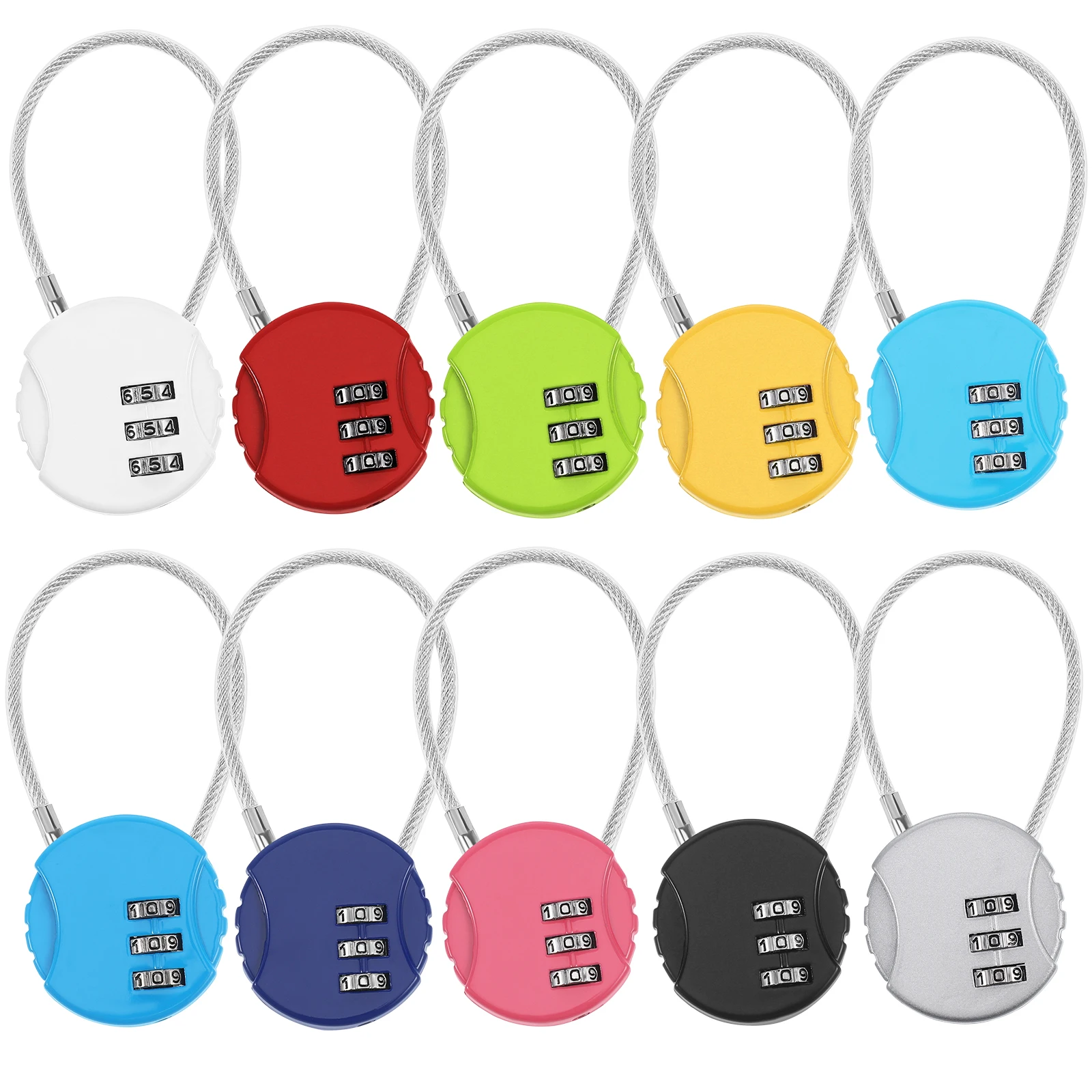 10 pcs Steel Rope Locks 13 5cm Luggage Suitcase Backpack Cable Lock Colorful Password Security
10 pcs Steel Rope Locks 13 5cm Luggage Suitcase Backpack Cable Lock Colorful Password Security