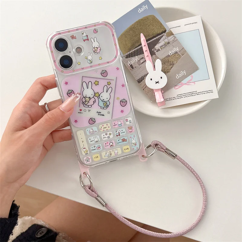 Kawaii Cherry Pink Rabbit phone case For iPhone 15 16 17 Pro max Cover with Chain Shockproof Cute Cases For Girls
Kawaii Cherry Pink Rabbit phone case For iPhone 15 16 17 Pro max Cover with Chain Shockproof Cute Cases For Girls