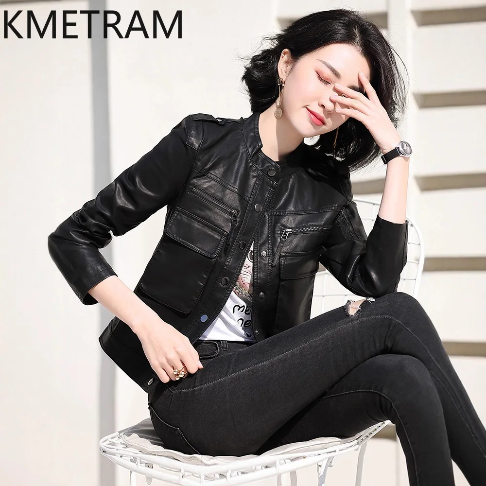 KMETRAM Real Sheepskin Leather Jacket Woman Short Slim Coats Fashion Motorcycle Jackets New Autumn Women Clothing 2026 jaqueta
KMETRAM Real Sheepskin Leather Jacket Woman Short Slim Coats Fashion Motorcycle Jackets New Autumn Women Clothing 2026 jaqueta