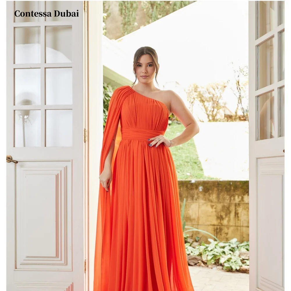 Sansa Dubai Orange Asymmetrical Draped Prom Dresses Detachable Shawl Customized فساتين سهرات Sweep Train Evening Dress 2025
Sansa Dubai Orange Asymmetrical Draped Prom Dresses Detachable Shawl Customized فساتين سهرات Sweep Train Evening Dress 2025