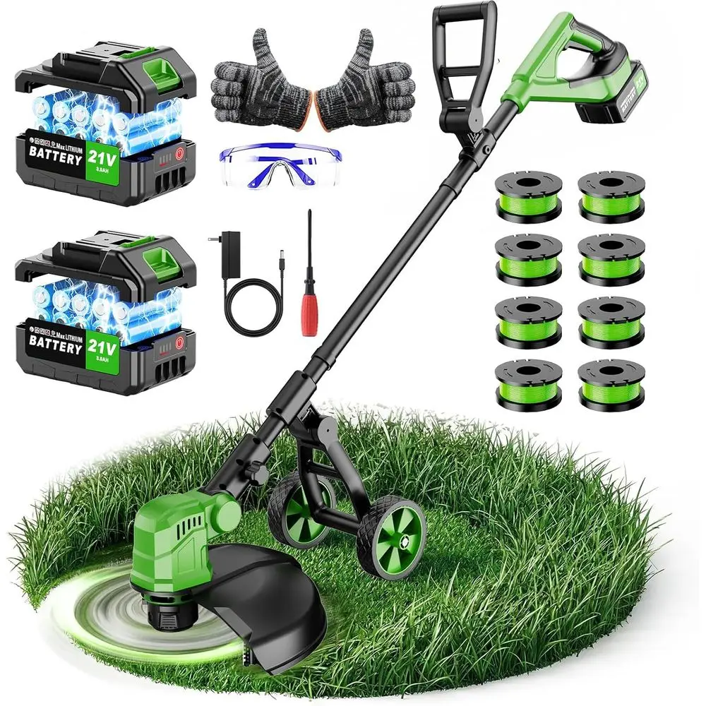 14'' Electric Weed Wacker Cordl, 20000RPM Wheeled String Trimmer Weed Eater Battery Powered, 3 in 1 Lightweight CordlEdger Grass
14'' Electric Weed Wacker Cordl, 20000RPM Wheeled String Trimmer Weed Eater Battery Powered, 3 in 1 Lightweight CordlEdger Grass