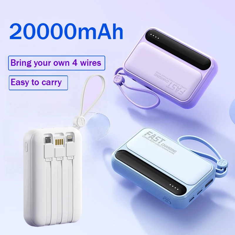 Mini Built-in 4 Cables Two-Way Fast Charging Powerbank 20000mAh High Capacity Portable Power Bank for IPhone Samsung Xiaomi New
Mini Built-in 4 Cables Two-Way Fast Charging Powerbank 20000mAh High Capacity Portable Power Bank for IPhone Samsung Xiaomi New