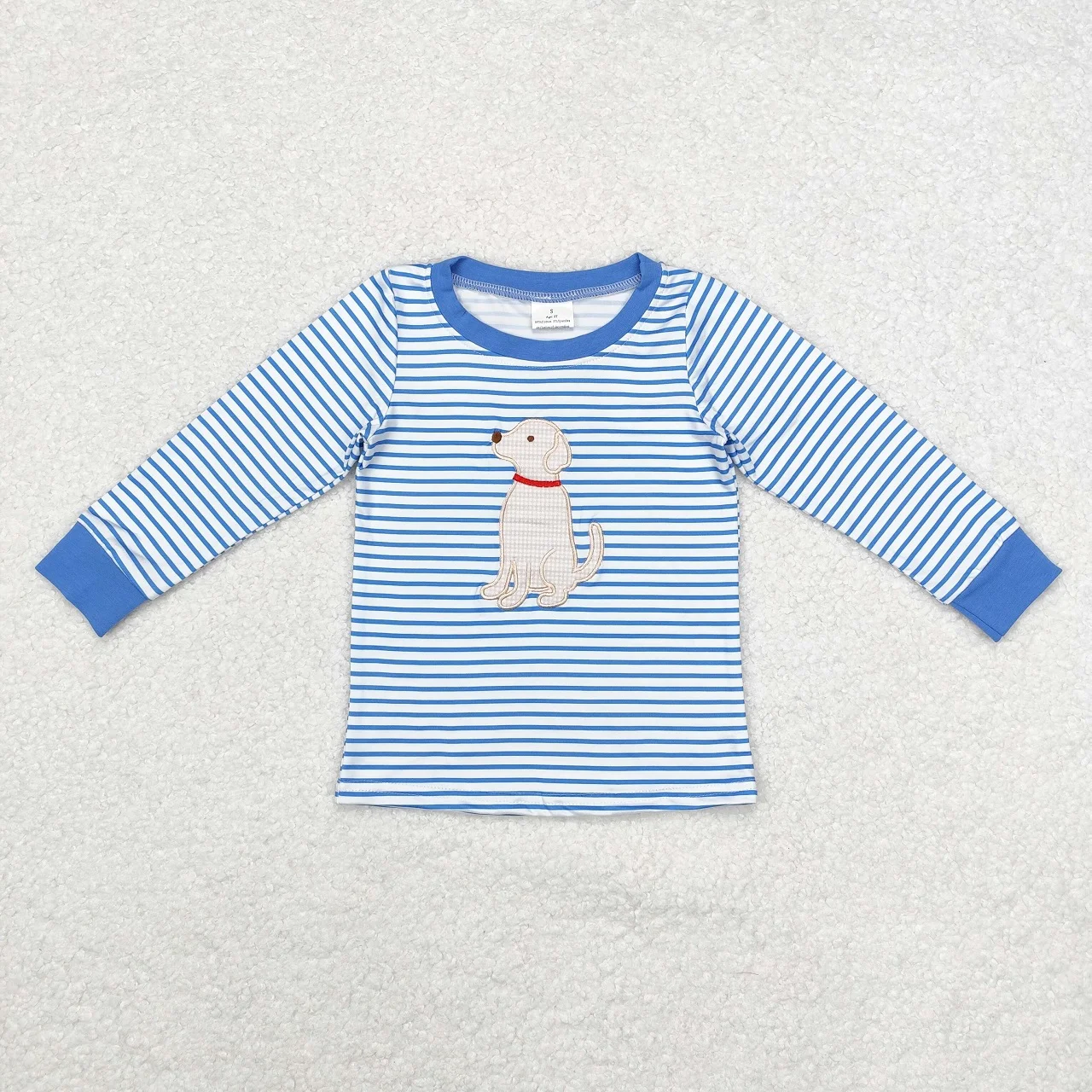 Wholesale Kids Embroidery Clothing Children Dog Blue Stripes T-shirts Toddler Pullover Long Sleeves Baby Boy Infant Shirt
Wholesale Kids Embroidery Clothing Children Dog Blue Stripes T-shirts Toddler Pullover Long Sleeves Baby Boy Infant Shirt