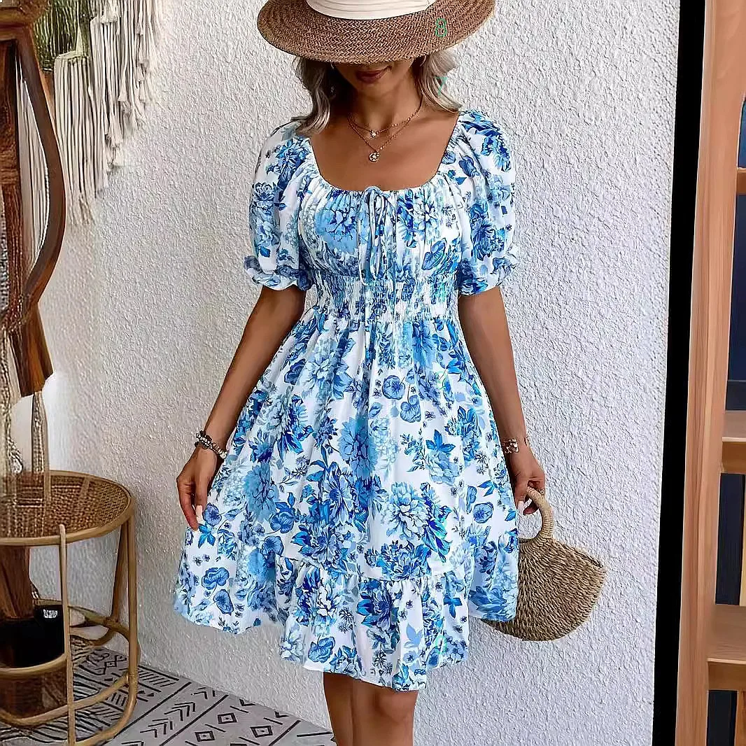 Retro Floral Print Summer Midi Dress Square Neck Short Sleeve Casual Dresses Spring Summer Vacation Beach Party Dresses
Retro Floral Print Summer Midi Dress Square Neck Short Sleeve Casual Dresses Spring Summer Vacation Beach Party Dresses