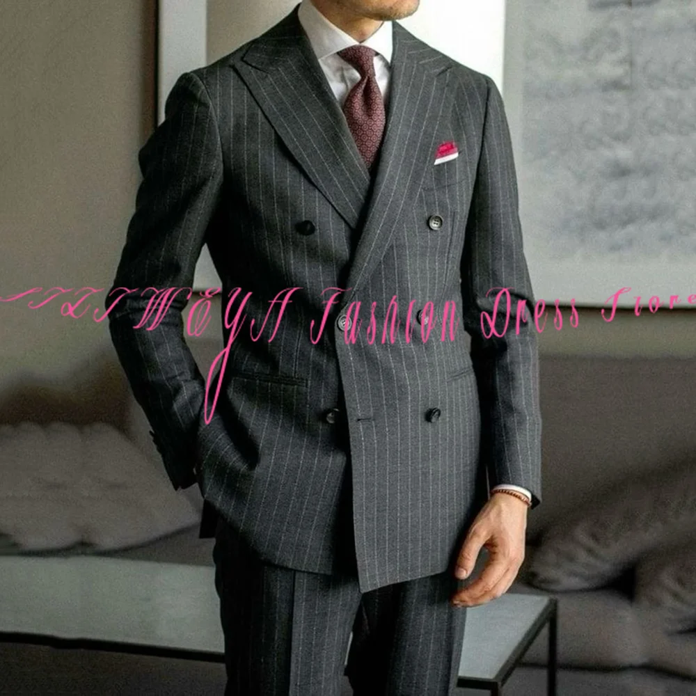 Grey Stripe Men's Suit 2 Pieces Jacket Pants Chic Outfits Elegant Blazer Set Gentleman Formal Party Prom Fashion Trousers
Grey Stripe Men's Suit 2 Pieces Jacket Pants Chic Outfits Elegant Blazer Set Gentleman Formal Party Prom Fashion Trousers