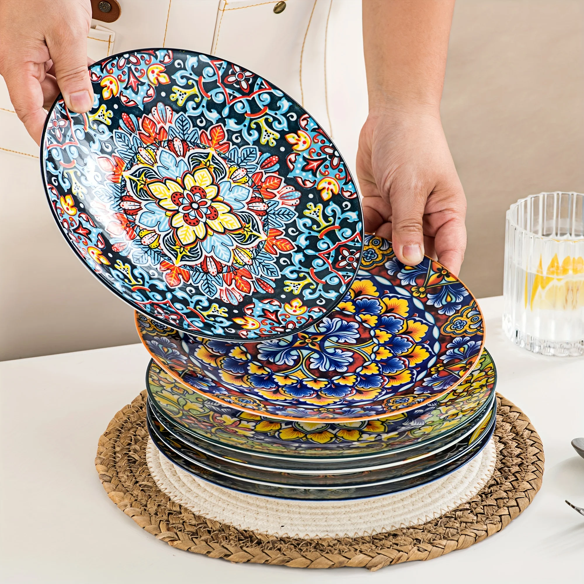Salad Plates Set of 8.5 Inch Ceramic Dessert Plate, Small Dinner Plate Set, Microwave, Oven And Dishwasher Safe, Colorful Bohemian Style Dishes for Kitchen
Salad Plates Set of 8.5 Inch Ceramic Dessert Plate, Small Dinner Plate Set, Microwave, Oven And Dishwasher Safe, Colorful Bohemian Style Dishes for Kitchen