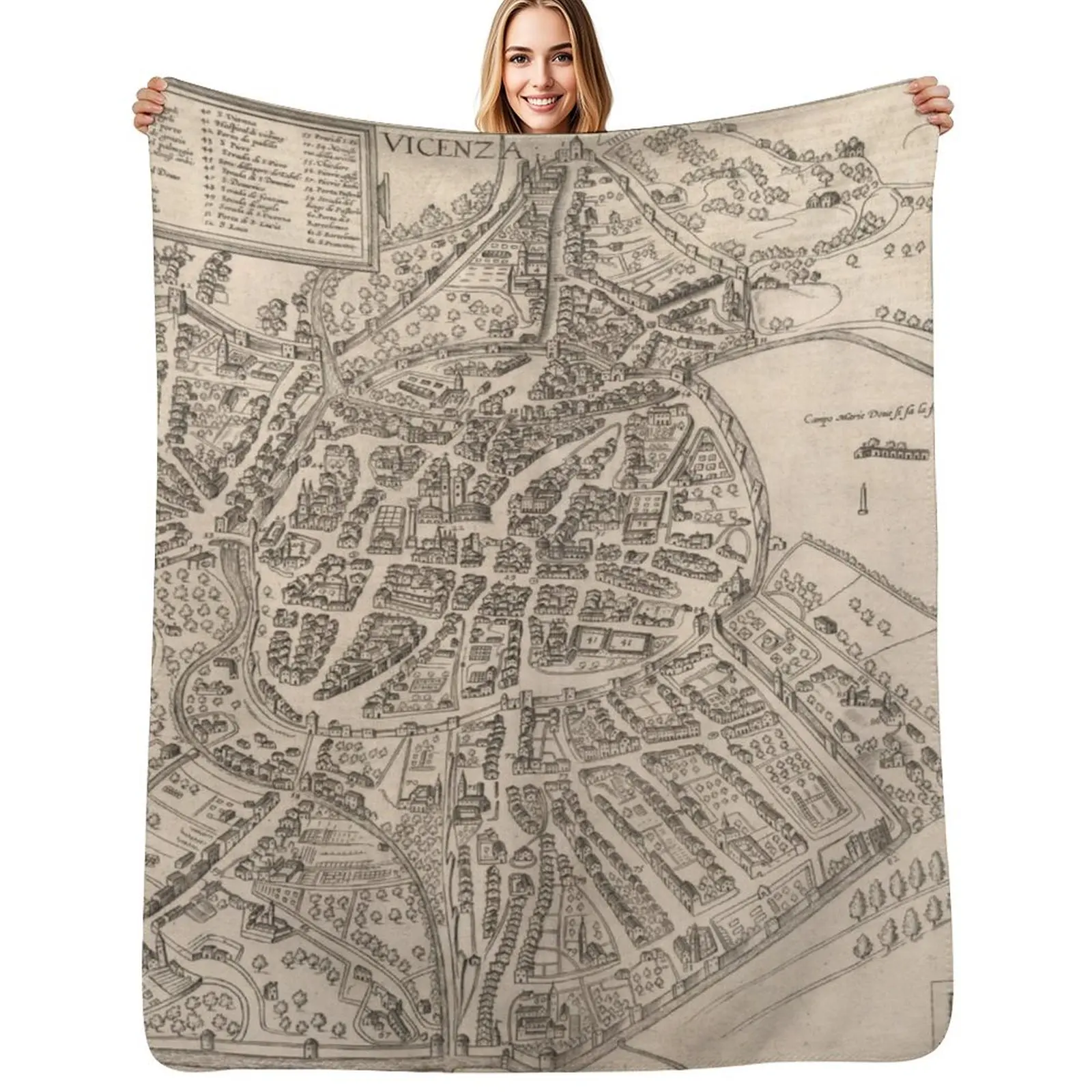 Vintage Map of Vicenza Italy (1588) Throw Blanket Luxurious Soft Blanket Holiday Gift for Family
Vintage Map of Vicenza Italy (1588) Throw Blanket Luxurious Soft Blanket Holiday Gift for Family