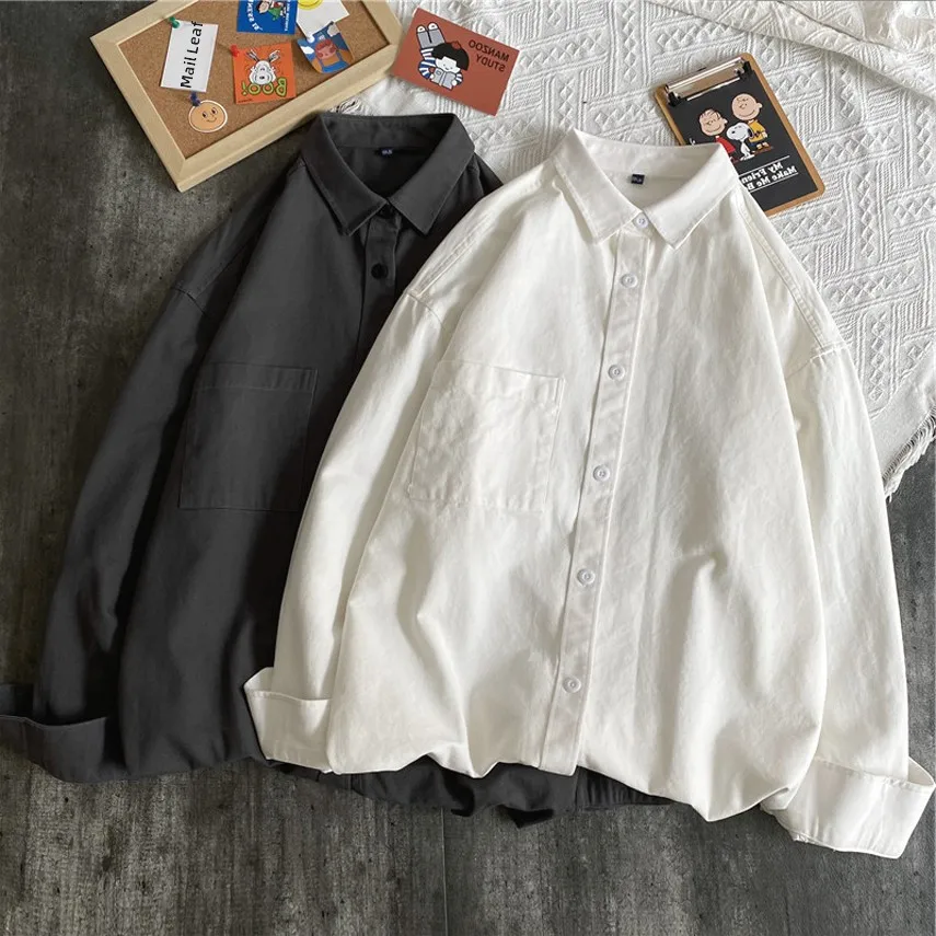 Harajuku Hong Kong Style Men's Loose Long Sleeve White Shirt Artistic Versatile Boy's Outerwear Shirt Youth Fashion Pure Color
Harajuku Hong Kong Style Men's Loose Long Sleeve White Shirt Artistic Versatile Boy's Outerwear Shirt Youth Fashion Pure Color