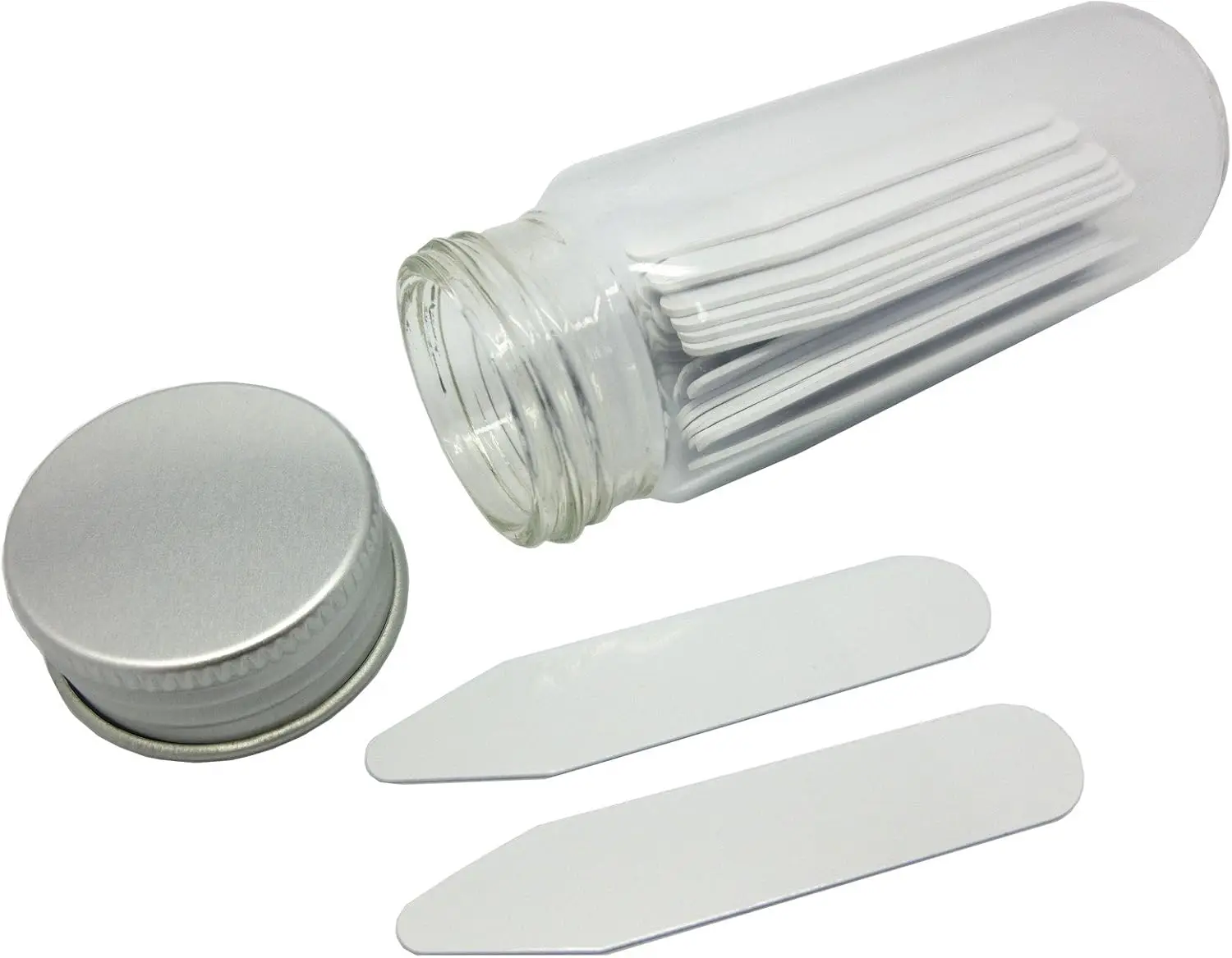 28 Pcs Plastic Collar Stays in Glass Bottle, Men's Dress Shirt Accessory
28 Pcs Plastic Collar Stays in Glass Bottle, Men's Dress Shirt Accessory