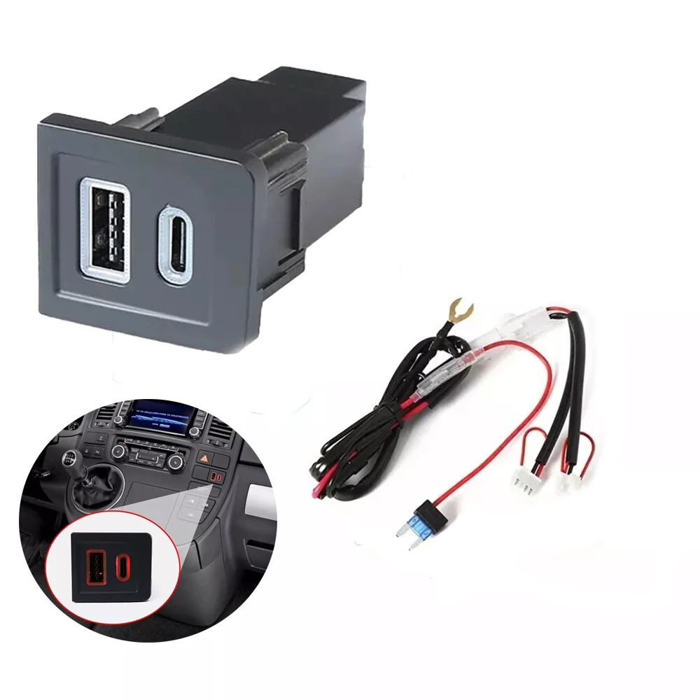 Car Power Adapter Dual USB PD Type C/QC Auto Charger Outlet 2 Ports Car Charger Adapter For VW Multivan T5 Accessories
Car Power Adapter Dual USB PD Type C/QC Auto Charger Outlet 2 Ports Car Charger Adapter For VW Multivan T5 Accessories