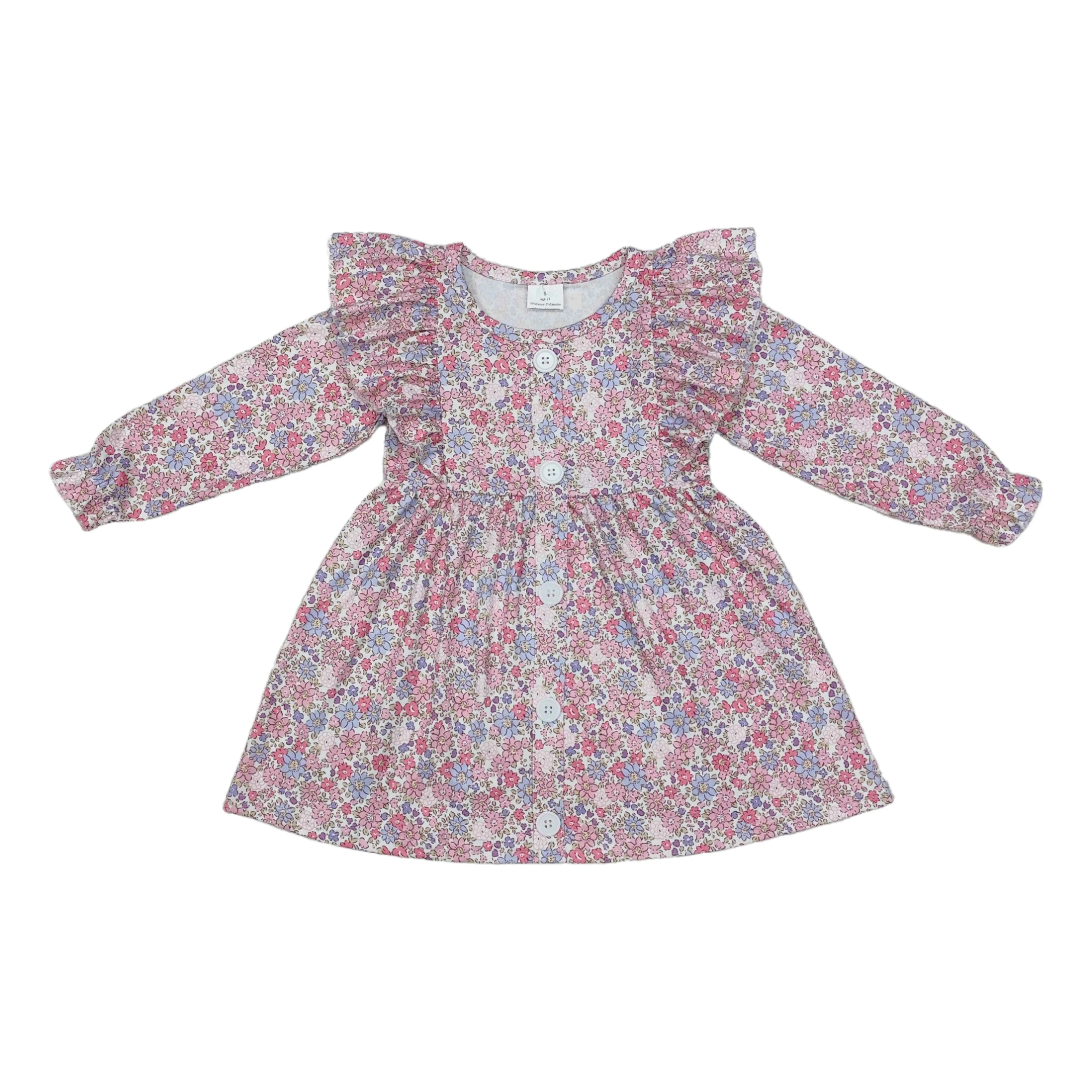 Wholesale Infant Toddler Floral Buttons One Piece Kids Children Boutique Clothing Knee Length Baby Girls Long Sleeves Dress
Wholesale Infant Toddler Floral Buttons One Piece Kids Children Boutique Clothing Knee Length Baby Girls Long Sleeves Dress