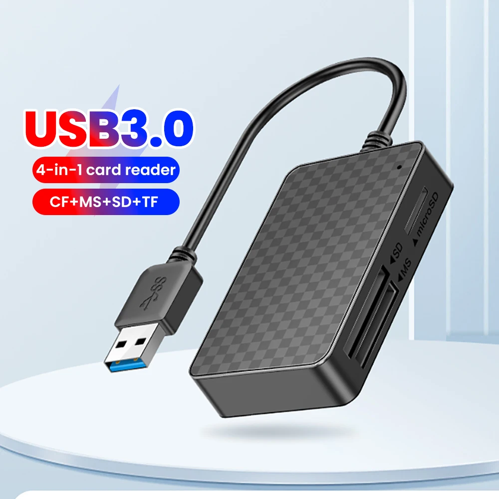 4-in-1 USB3.0 Card Reader USB3.0 To CF/MS/SD/TF Cardreader USB 3.0 High Speed Read/Write Card Adapter for PC Laptop Accessories
4-in-1 USB3.0 Card Reader USB3.0 To CF/MS/SD/TF Cardreader USB 3.0 High Speed Read/Write Card Adapter for PC Laptop Accessories