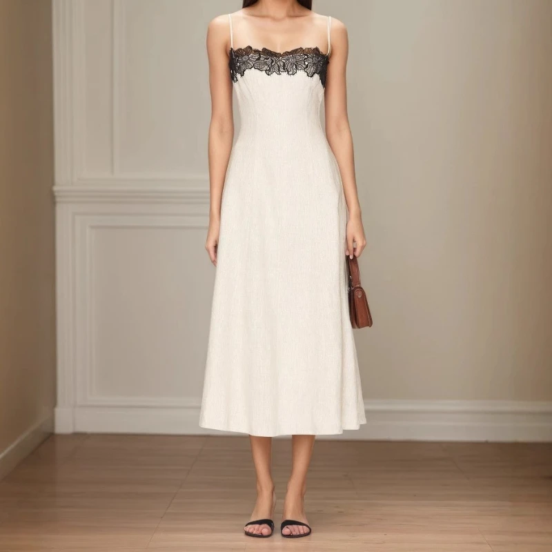 Elegant and Fashionable New Style Lace Contrasting White Summer Off-shoulder Strap Women's Dress Light Luxury and High-end
Elegant and Fashionable New Style Lace Contrasting White Summer Off-shoulder Strap Women's Dress Light Luxury and High-end