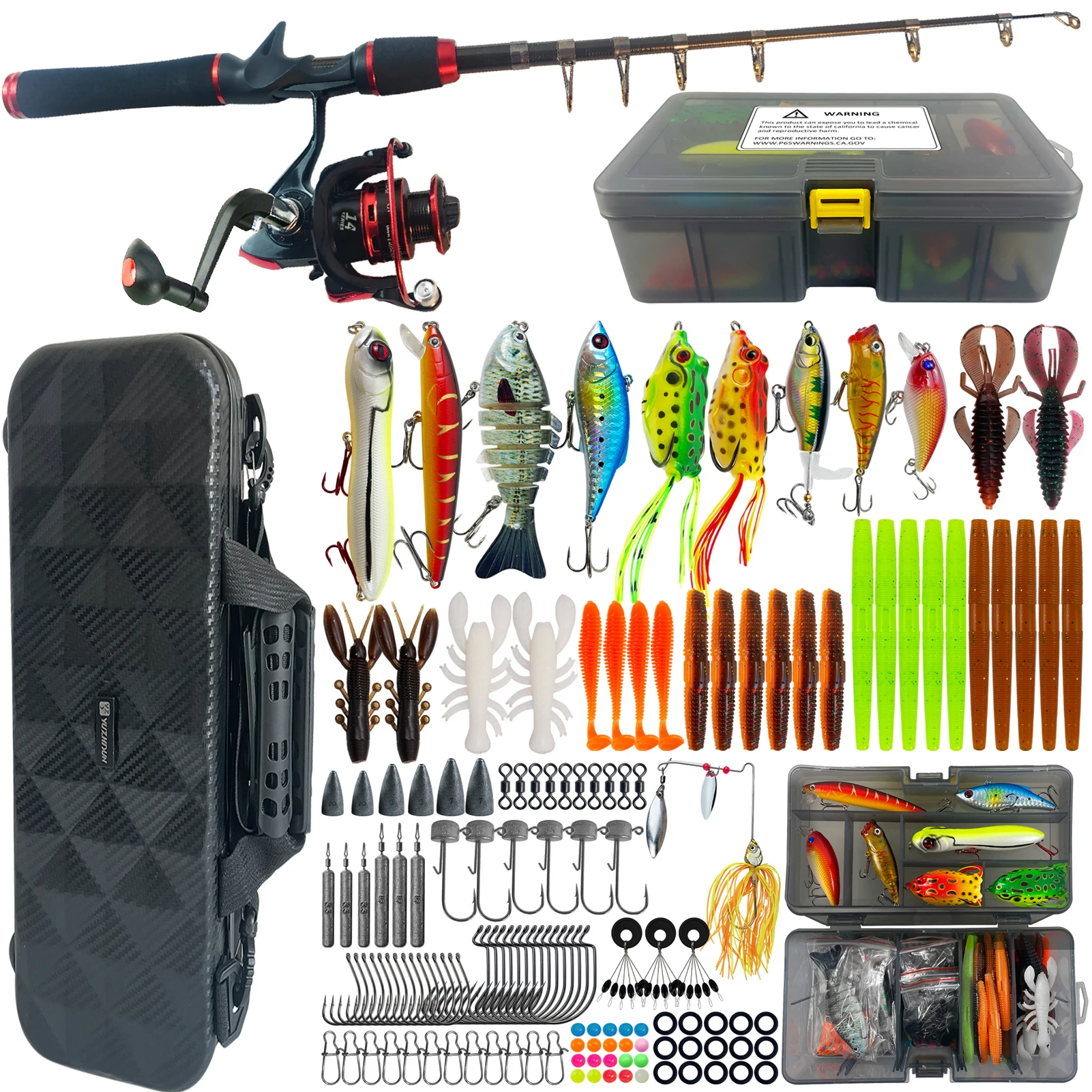 FREE FISHER Bass Fishing Rod Reel Kit,161pcs/Lot Fishing Lures Set with Box,Mixed Soft Worms Hard Baits,Spinning Reel with Pack
FREE FISHER Bass Fishing Rod Reel Kit,161pcs/Lot Fishing Lures Set with Box,Mixed Soft Worms Hard Baits,Spinning Reel with Pack