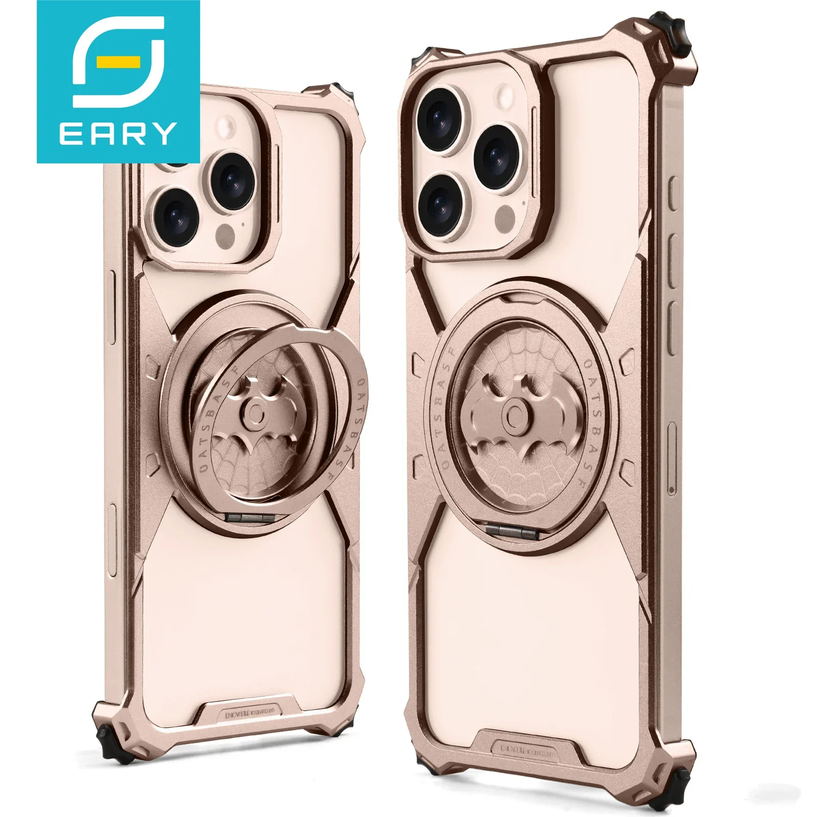 Eary Bat Case for iPhone 16 Pro Max with Magsafe 360° Rotatable Magnetic Ring Kickstand Metal Frameless Shells Desert Titanium
Eary Bat Case for iPhone 16 Pro Max with Magsafe 360° Rotatable Magnetic Ring Kickstand Metal Frameless Shells Desert Titanium