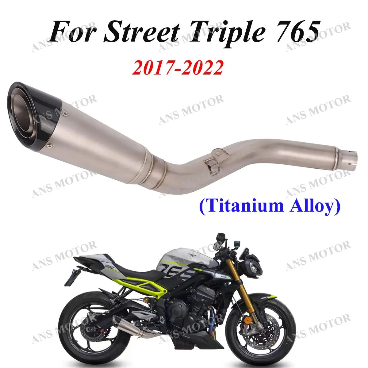 Slip On For Triumph Street Triple 765 S/R /RS 2017-2022 Escape Exhaust Connect original muffler Middle Pipe Titanium/Stainless
Slip On For Triumph Street Triple 765 S/R /RS 2017-2022 Escape Exhaust Connect original muffler Middle Pipe Titanium/Stainless