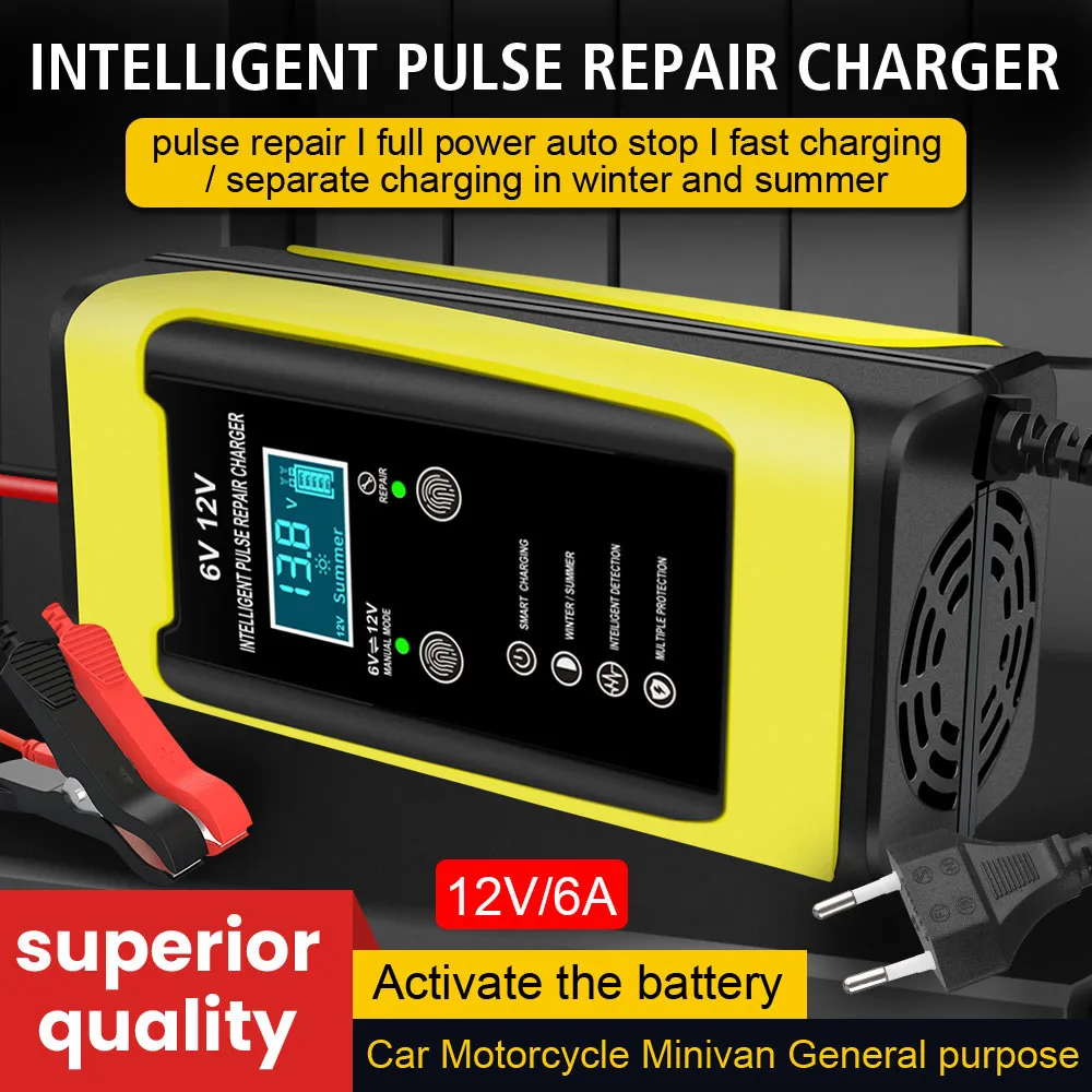 6A 12V цифровые зарядные устройства для обслуживания автомобильных аккумуляторов, умный импульсный ремонт, аккумуляторная батарея, свинцово-кислотные зарядные устройства для лодки, мотоцикла
6A 12V цифровые зарядные устройства для обслуживания автомобильных аккумуляторов, умный импульсный ремонт, аккумуляторная батарея, свинцово-кислотные зарядные устройства для лодки, мотоцикла
