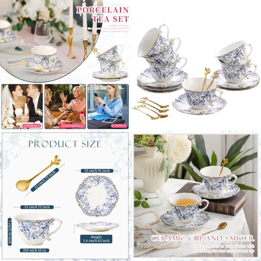 Country Roses 8 Peices Bone China Tea Cup And Saucer, English Vintage Tea Cups Of For Women And Tea Party QH,
Country Roses 8 Peices Bone China Tea Cup And Saucer, English Vintage Tea Cups Of For Women And Tea Party QH,