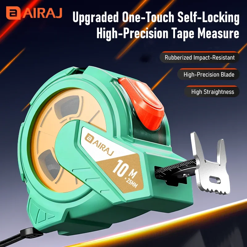 AIRAJ 3-10m Metric & Imperial Self-Locking Tape Measure, Double-Sided Blade with Horn Buckle, Thickened ABS Housing, Sturdy
AIRAJ 3-10m Metric & Imperial Self-Locking Tape Measure, Double-Sided Blade with Horn Buckle, Thickened ABS Housing, Sturdy