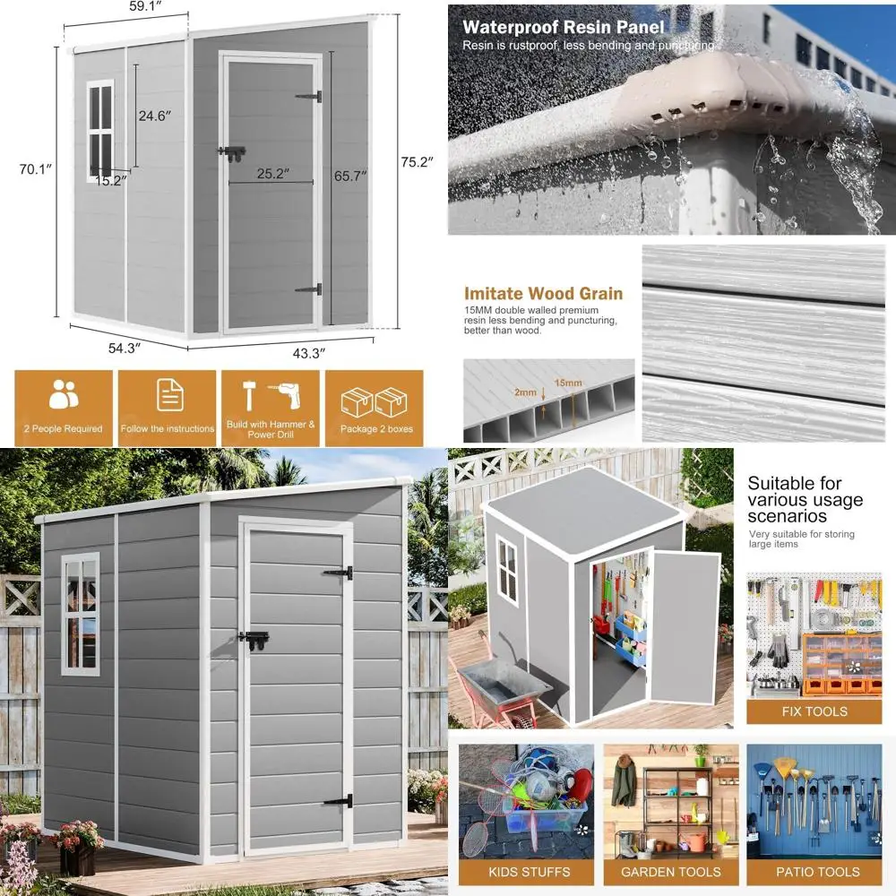 Водонепроницаемый пластиковый навес для хранения на открытом воздухе 5x4 фута с полкой, окном и запираемой дверью для сада или патио
Водонепроницаемый пластиковый навес для хранения на открытом воздухе 5x4 фута с полкой, окном и запираемой дверью для сада или патио