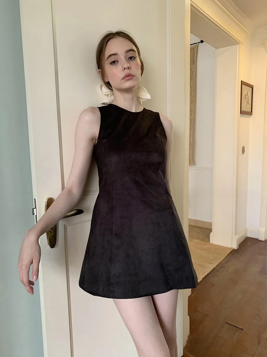 DKZ ey Vest Dr Women's Autumn New Waist-Cinching Slim Velvet Feel Skirt Mid-Length A-Line Dr without Sves
DKZ ey Vest Dr Women's Autumn New Waist-Cinching Slim Velvet Feel Skirt Mid-Length A-Line Dr without Sves