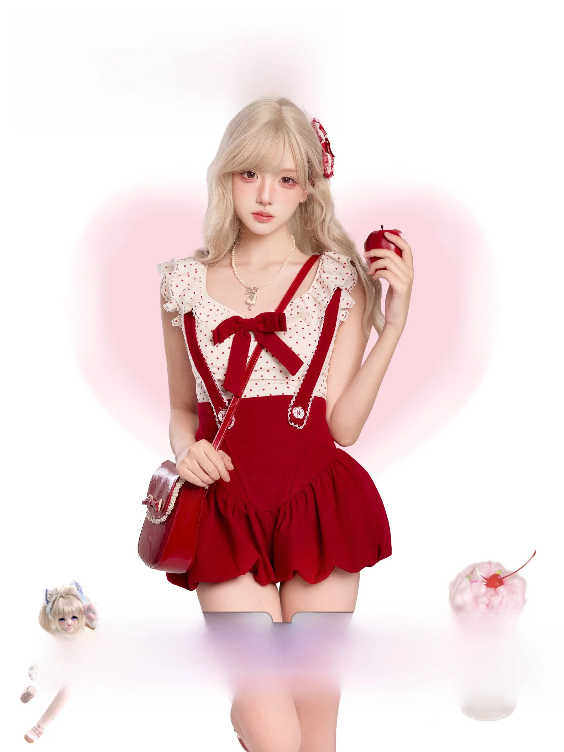 Girls Polka Dot Blouse with Bow Tie Red Overalls Bubble Pants High Waist Short Shorts Spring Summer Casual Fashion Set
Girls Polka Dot Blouse with Bow Tie Red Overalls Bubble Pants High Waist Short Shorts Spring Summer Casual Fashion Set