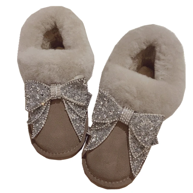 Sparkling Rhinestones Bow Warm Winter Shoes Women Thicken Plush Fur Ankle Snow Boots Diamond Handmade Cotton Shoes Female
Sparkling Rhinestones Bow Warm Winter Shoes Women Thicken Plush Fur Ankle Snow Boots Diamond Handmade Cotton Shoes Female