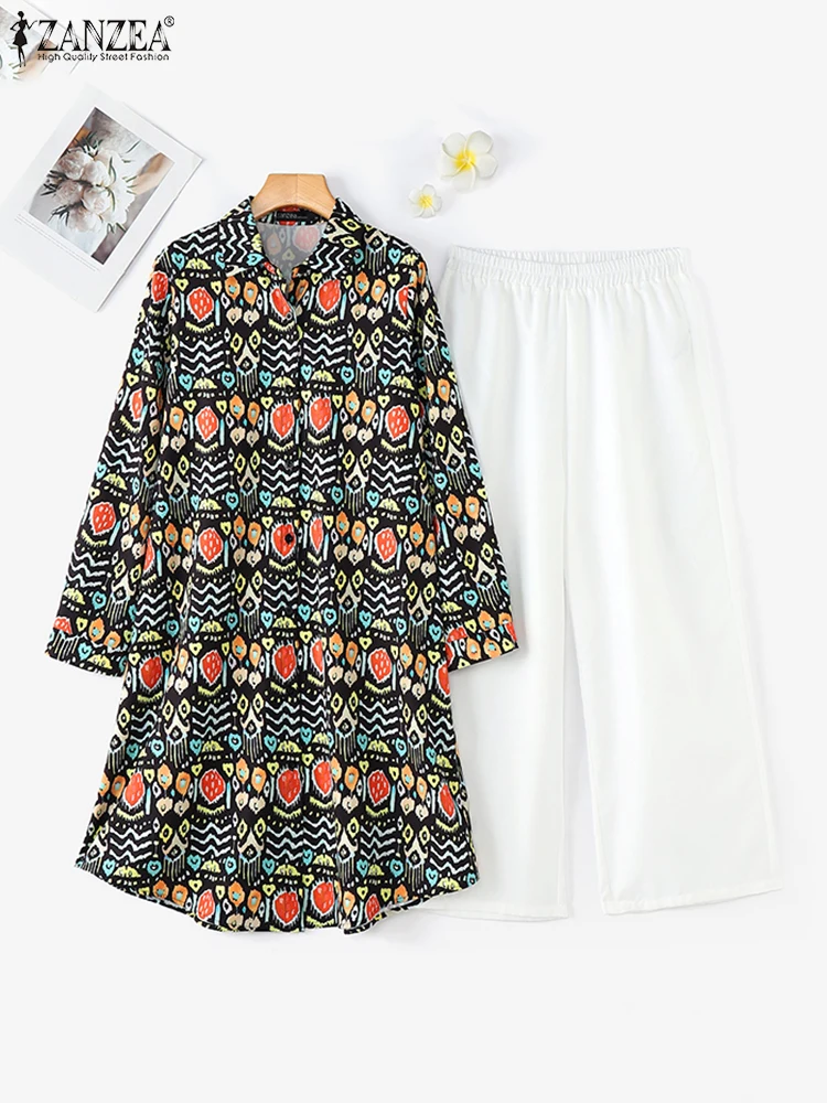 ZANZEA Casual Loose Matching Set Women Printed Long Blouse Outfits Retro 2PCS White Pants Sets 2025 Fashion Korean Tracksuits
ZANZEA Casual Loose Matching Set Women Printed Long Blouse Outfits Retro 2PCS White Pants Sets 2025 Fashion Korean Tracksuits