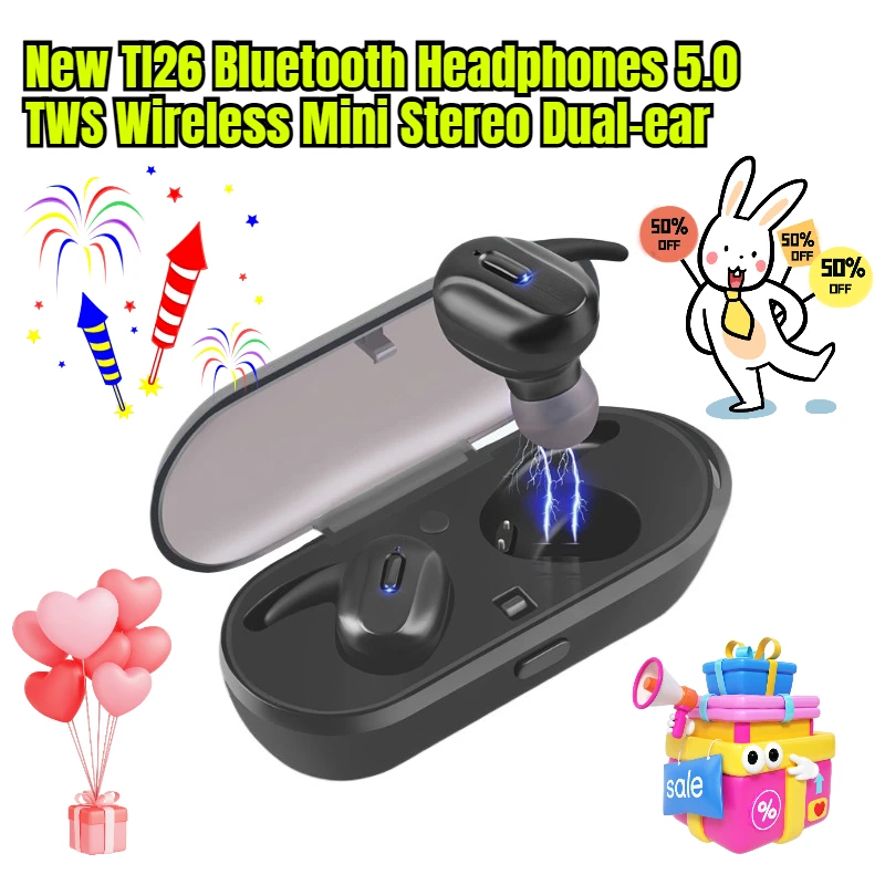 New TI26 Bluetooth Headphones 5.0 TWS Wireless Mini Stereo Dual-ear 
New TI26 Bluetooth Headphones 5.0 TWS Wireless Mini Stereo Dual-ear