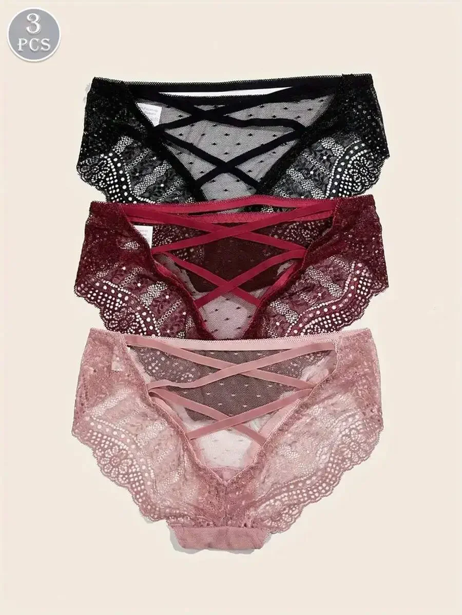 3pcs Women Lace Underwear Set Breathable Comfortable Triangle Style Daily Wear
3pcs Women Lace Underwear Set Breathable Comfortable Triangle Style Daily Wear
