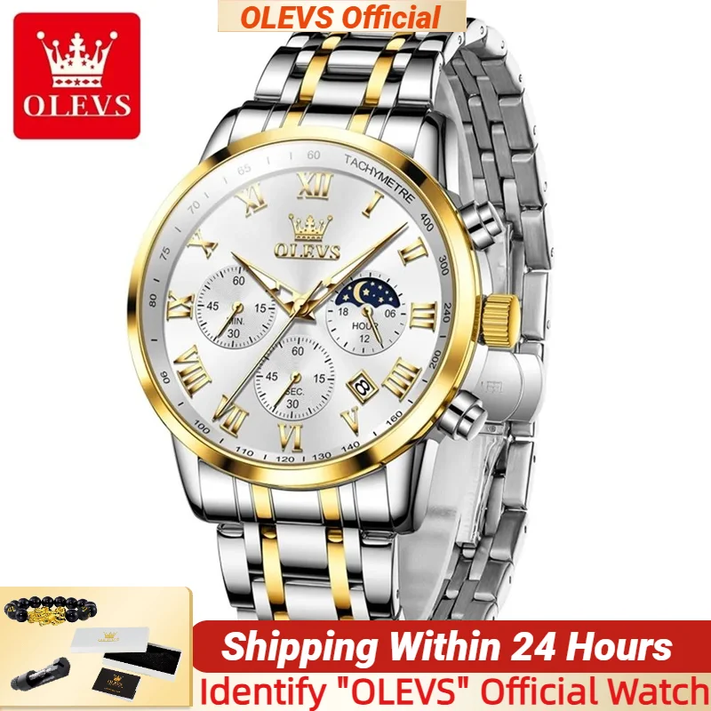 OLEVS 5529 Men's Watches Stainless steel Chronograph Moon Phase Waterproof Luminous Quartz Wristwatch for Men Luxury Brand Man
OLEVS 5529 Men's Watches Stainless steel Chronograph Moon Phase Waterproof Luminous Quartz Wristwatch for Men Luxury Brand Man