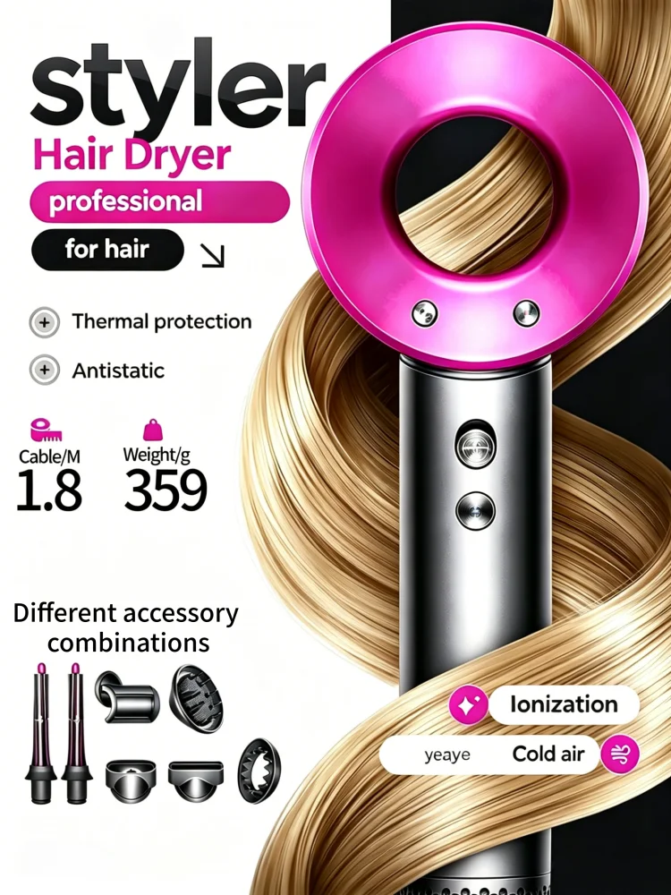 Portable Quick-Drying Hair Dryer, Leafless, Negative Ion Hair Care, Curling Tips, Professional Styling Tools and Accessories
Portable Quick-Drying Hair Dryer, Leafless, Negative Ion Hair Care, Curling Tips, Professional Styling Tools and Accessories
