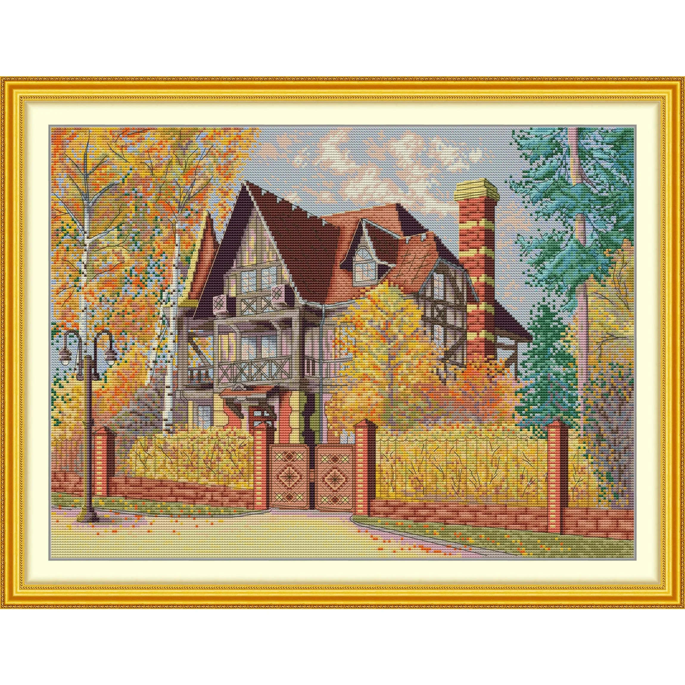 Soulgift News Набор для вышивки крестом с предварительной печатью, штампованная ткань Аида с нитками DMC, набор для вышивания - осенний двор
Soulgift News Набор для вышивки крестом с предварительной печатью, штампованная ткань Аида с нитками DMC, набор для вышивания - осенний двор