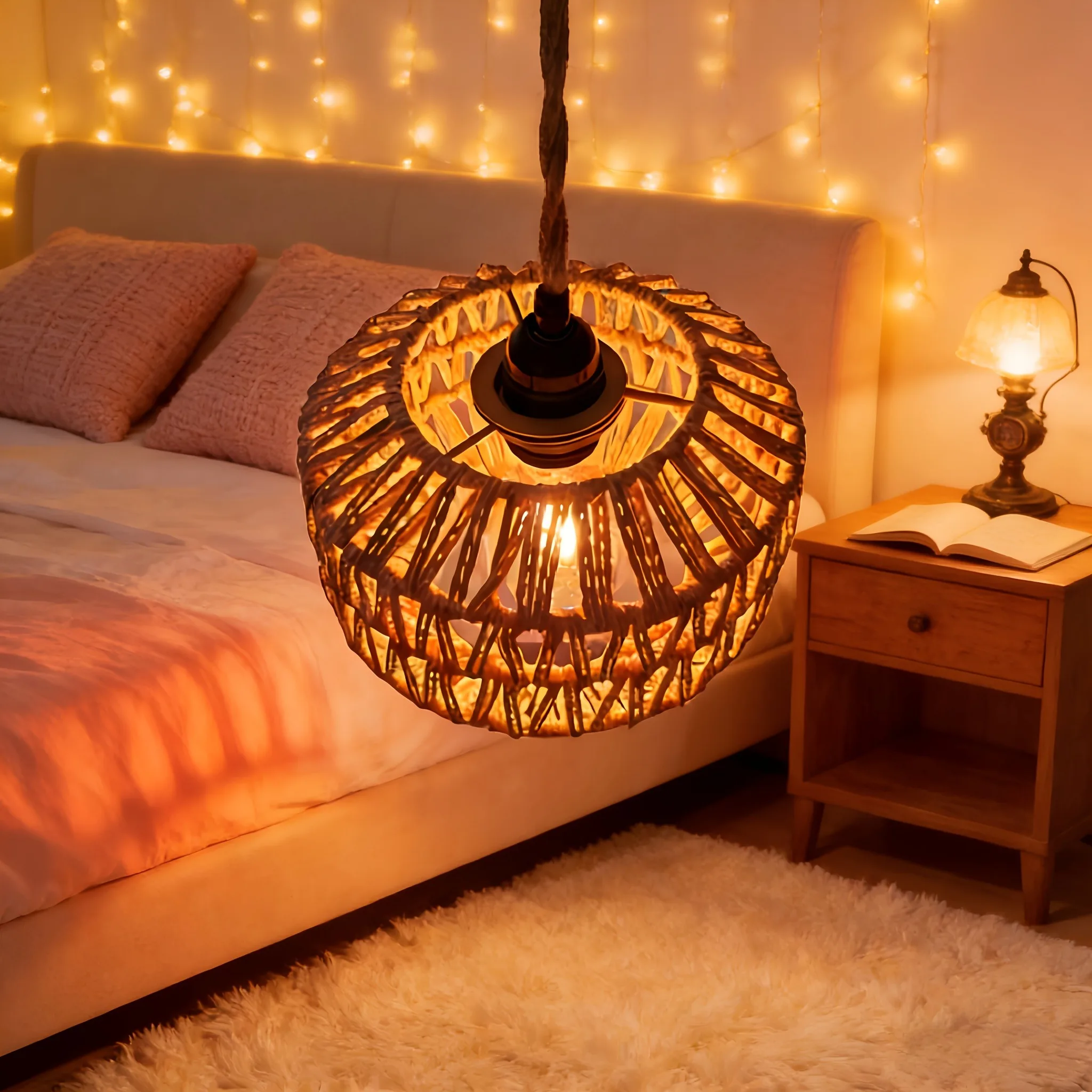 Boho Rope Woven Lampshade Handmade Natural Jute Pendant Light Shade Chandelier Cover No Bulb Included for Living Room Bedroom
Boho Rope Woven Lampshade Handmade Natural Jute Pendant Light Shade Chandelier Cover No Bulb Included for Living Room Bedroom