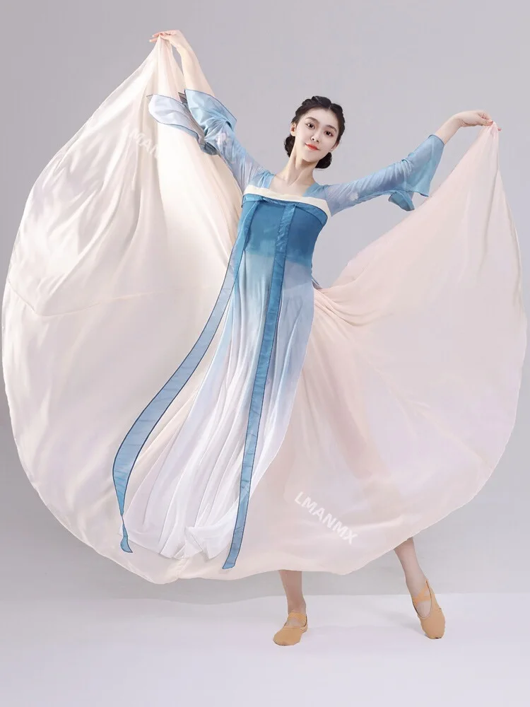 Classical dance costume, women's Han Tang chest length ribbon, long gradient gauze dress, Chinese dance performance costume
Classical dance costume, women's Han Tang chest length ribbon, long gradient gauze dress, Chinese dance performance costume