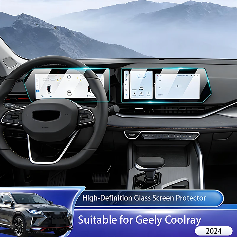 Suitable for Geely Coolray 2024 12.3-inch in-car GPS navigation and 10.25-inch dashboard 2-piece tempered glass screen protector
Suitable for Geely Coolray 2024 12.3-inch in-car GPS navigation and 10.25-inch dashboard 2-piece tempered glass screen protector