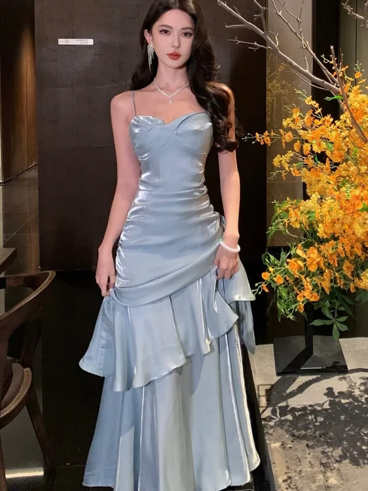 2025 Spring Summer Evening Party Formal Gown Dress Women Elegant Spaghetti Strap Ruffled Mermaid Dress Ladies Prom Vestidos
2025 Spring Summer Evening Party Formal Gown Dress Women Elegant Spaghetti Strap Ruffled Mermaid Dress Ladies Prom Vestidos