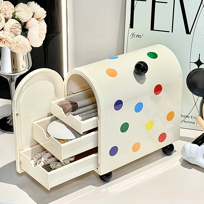 Colorful Polka Dot Cosmetic Organizer with Drawers – Stylish Plastic Makeup Storage Box
Colorful Polka Dot Cosmetic Organizer with Drawers – Stylish Plastic Makeup Storage Box
