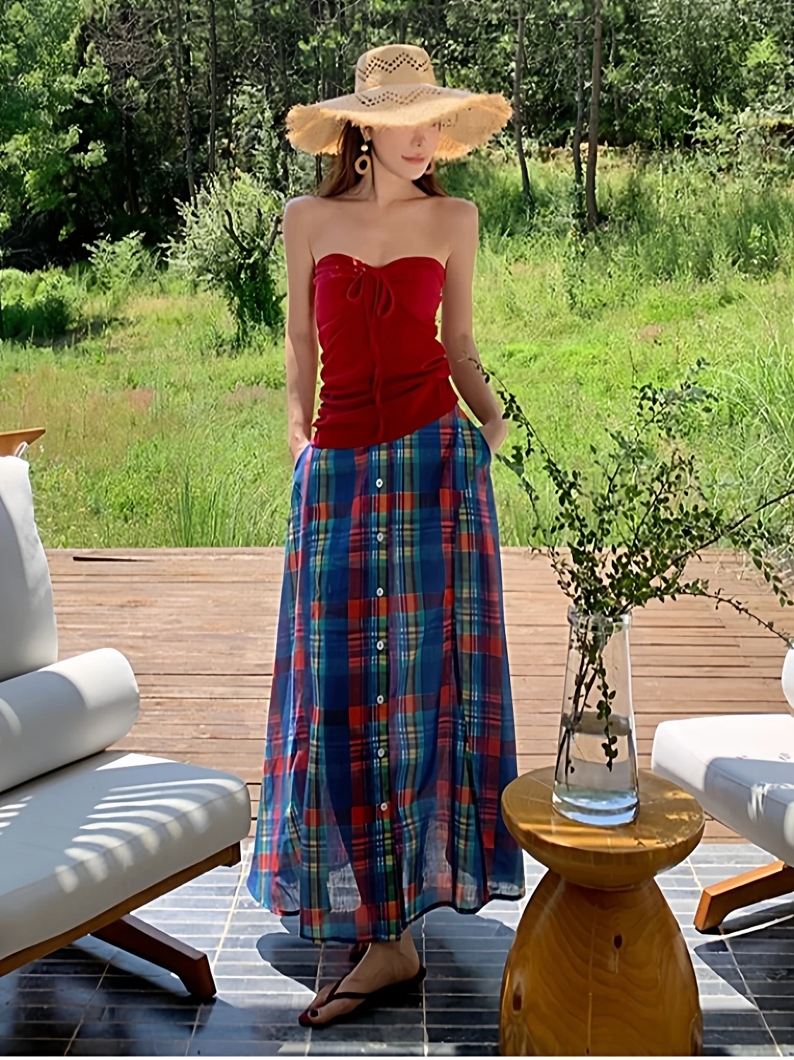Retro Vacation Style Women's Travel Outfit Set Half-length Skirt Tube Top Two-piece Ensemble Breathable Sweet Style Casual Wear
Retro Vacation Style Women's Travel Outfit Set Half-length Skirt Tube Top Two-piece Ensemble Breathable Sweet Style Casual Wear