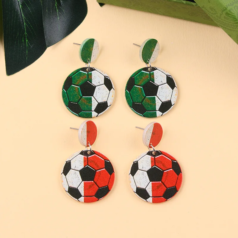 Color-Blocked Soccer Ball Acrylic Hoop Earrings Women's Fashionable Trendy Accessories Unique Creative Earrings
Color-Blocked Soccer Ball Acrylic Hoop Earrings Women's Fashionable Trendy Accessories Unique Creative Earrings