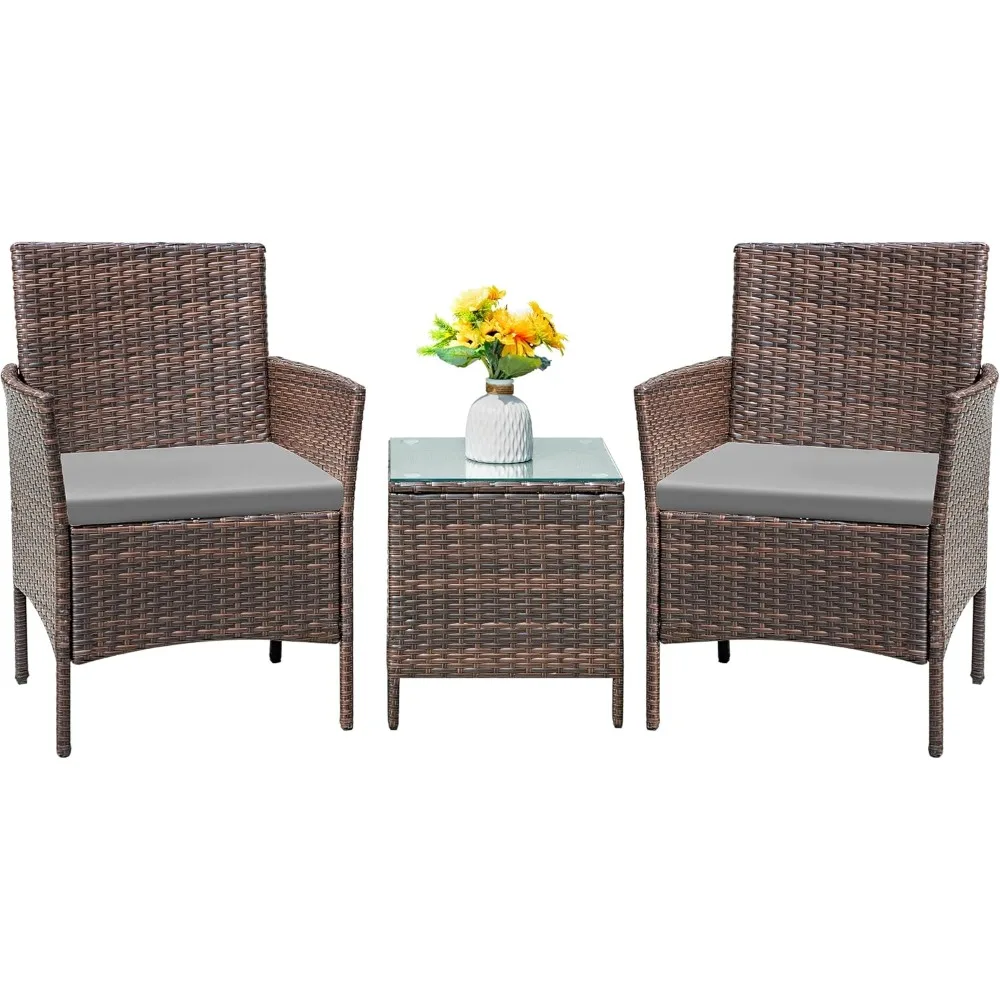 Patio Furniture Set 3 Pieces All-Weather Rattan Outdoor Furniture Patio Chairs with Tempered Glass Table for Porch Bistro Balco
Patio Furniture Set 3 Pieces All-Weather Rattan Outdoor Furniture Patio Chairs with Tempered Glass Table for Porch Bistro Balco