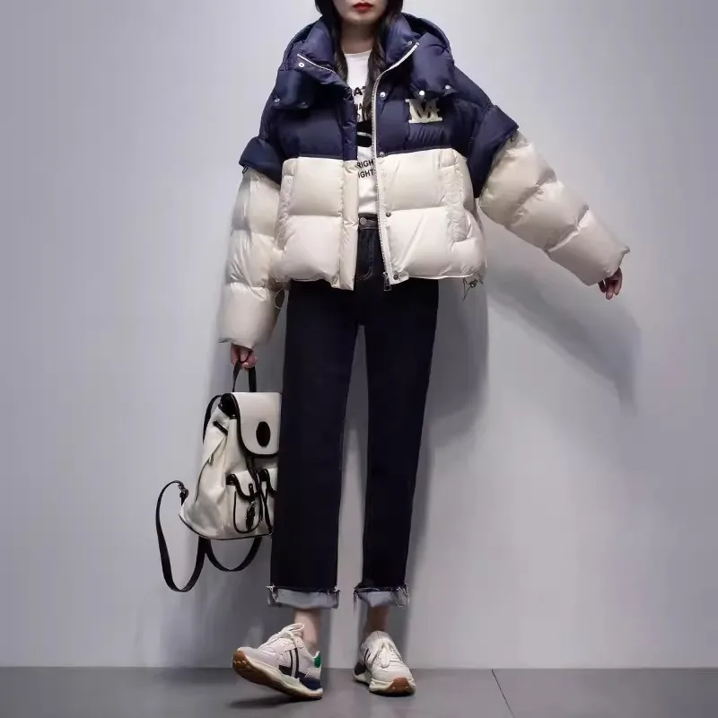 2023 Winter New Spliced Down Jacket Women's Short 90%White Duck Down Coat Ladies Thicken Hooded Coats Casual Female Outwear Tops
2023 Winter New Spliced Down Jacket Women's Short 90%White Duck Down Coat Ladies Thicken Hooded Coats Casual Female Outwear Tops