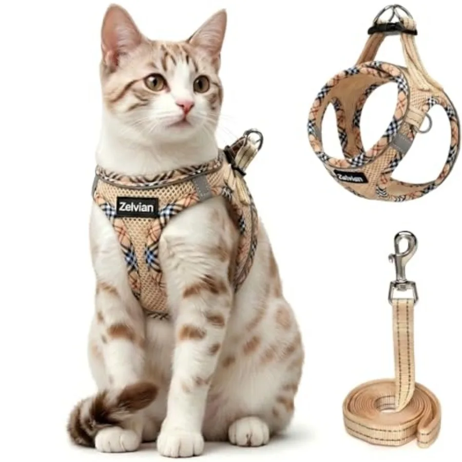 Cat Harness and Leash Set for Walking, Escape Proof Adjustable Soft Mesh Kitten Harness with Reflective Strips, Breathable No-C
Cat Harness and Leash Set for Walking, Escape Proof Adjustable Soft Mesh Kitten Harness with Reflective Strips, Breathable No-C